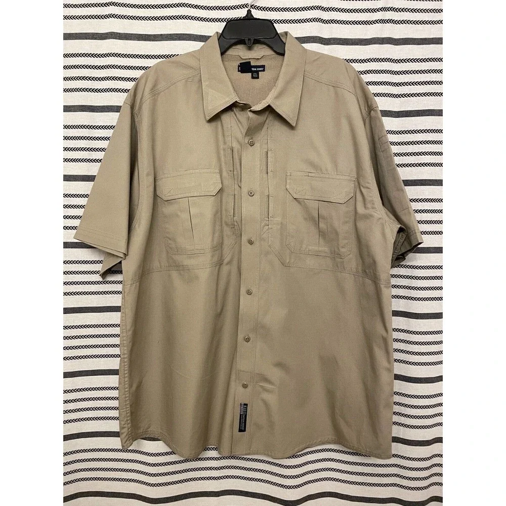 Mens 5.11 Tactical Series Concealed Carry Tactical Shirt Size 2XL Reg Beige